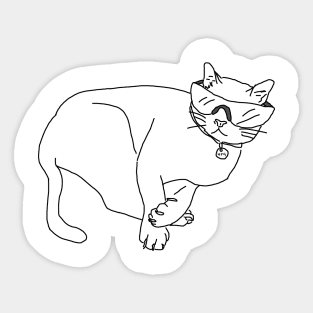 Cool Cat Line Work Illustration Sticker